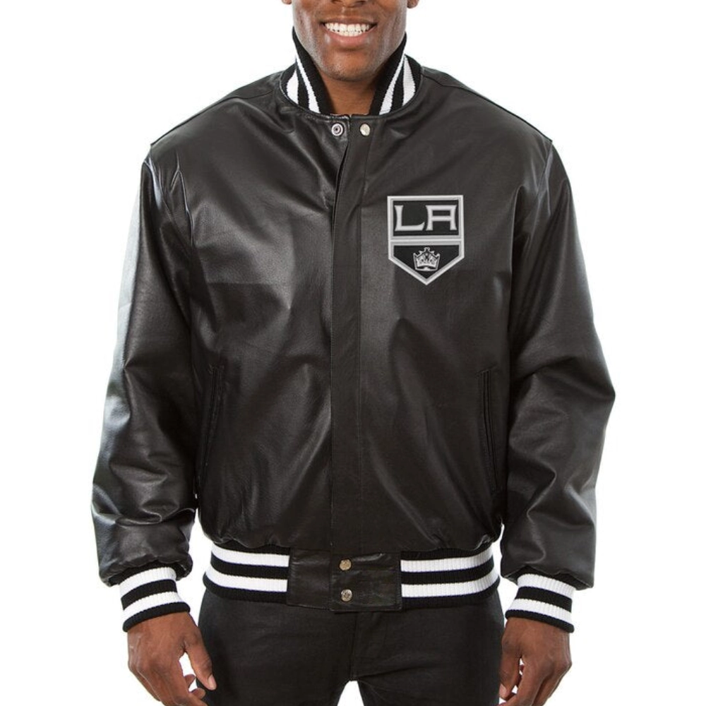 Los-Angeles-Kings-Genuine-Leather-Varsity-Jacket-Black