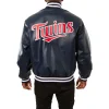 Minnesota Twins Leather Varsity Jacket Back View