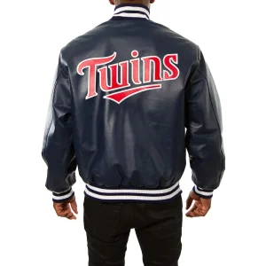 Minnesota Twins Leather Varsity Jacket Back View