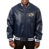 Nashville Predators Leather Varsity Jacket Front View