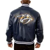 Nashville Predators Leather Varsity Jacket Back View