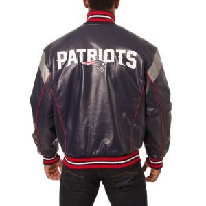 New England Patriots Navy Leather Varsity Jacket