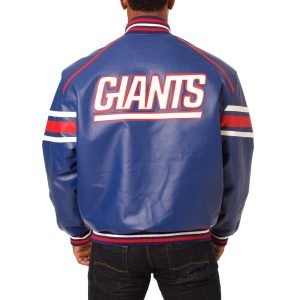 New York Giants Blue Leather Varsity Jacket