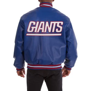 New York Giants Leather Varsity Jacket Back View