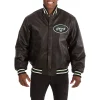 New York Jets Leather Varsity Jacket Front View