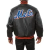 New York Mets Leather Varsity Jacket Back View