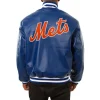 New York Mets Leather Varsity Jacket Back View