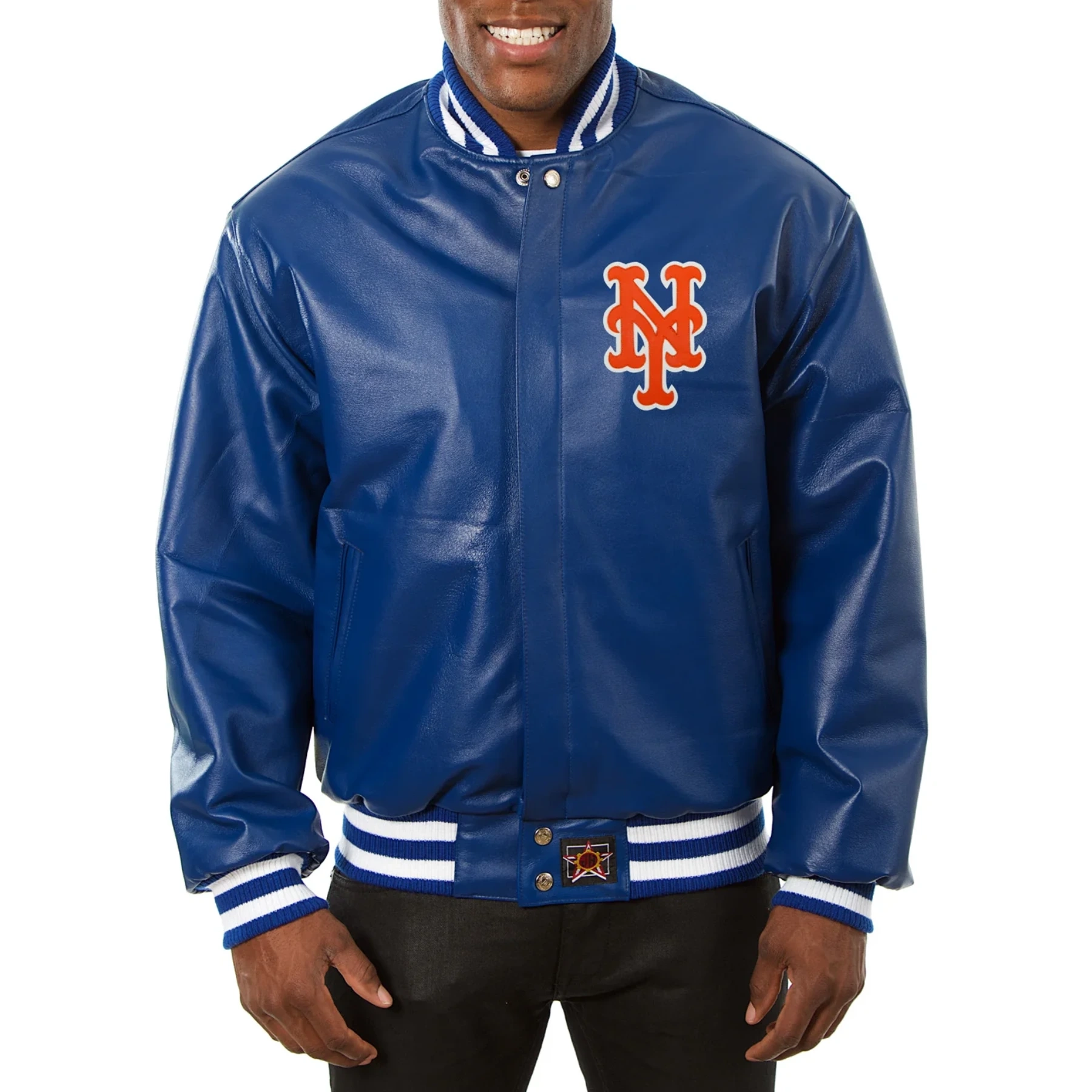 New York Mets Leather Varsity Jacket Front View