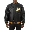 Oakland Athletics Leather Varsity Jacket Front View