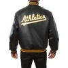 Oakland Athletics Leather Varsity Jacket Back View