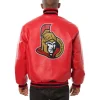 Ottawa Senators Leather Varsity Jacket Back View