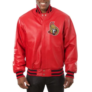 Ottawa Senators Leather Varsity Jacket Front View