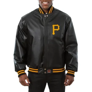 Pittsburgh Pirates Leather Varsity Jacket Front View