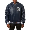 San Diego Padres Leather Varsity Jacket Front View