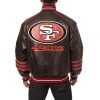 San Francisco 49ers Black Leather Varsity Jacket