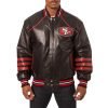 San Francisco 49ers Black Leather Varsity Jacket