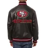 San Francisco 49ers Leather Varsity Jacket Back View