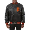 San Francisco Giants Leather Varsity Jacket Front View