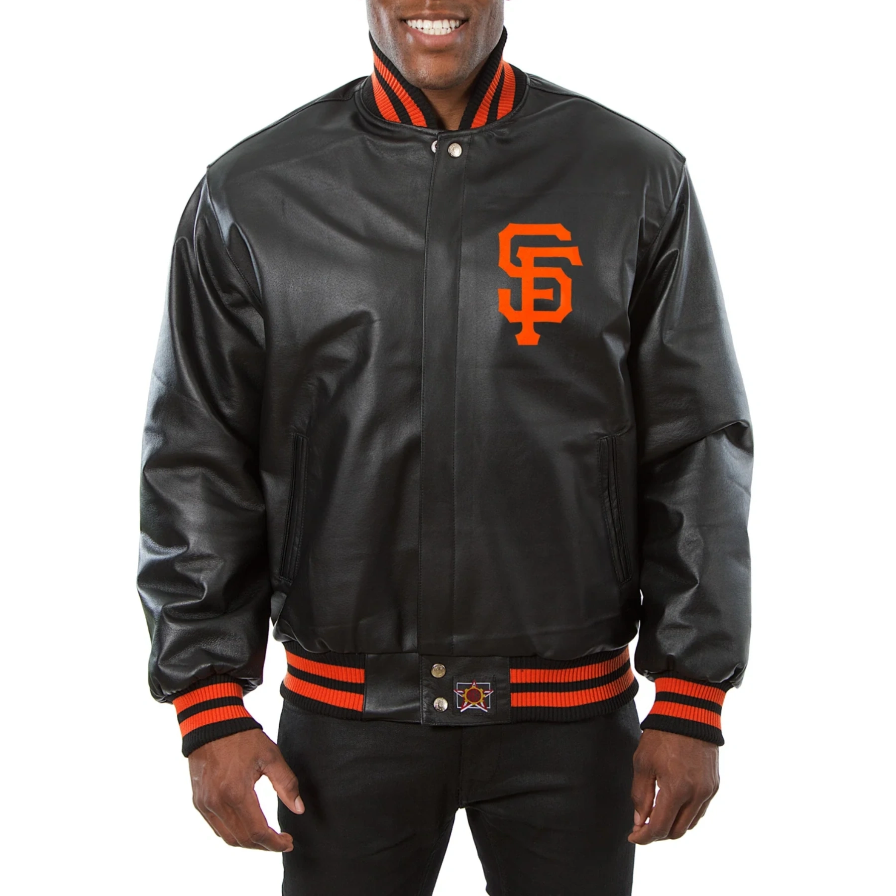 San Francisco Giants Leather Varsity Jacket Front View