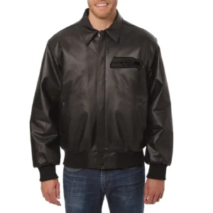 Seattle-Seahawks-Tonal-Full-Leather-Bomber-Jacket-Black