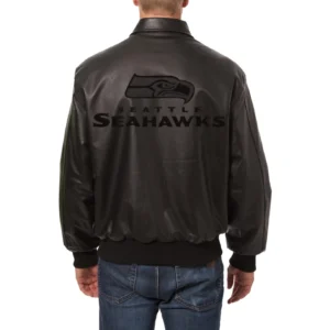 Seattle-Seahawks-Tonal-Full-Leather-Bomber-Jacket-Black