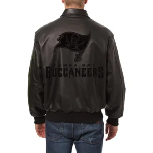 Tampa-Bay-Buccaneers-Tonal-Full-Leather-Bomber-Jacket-Black