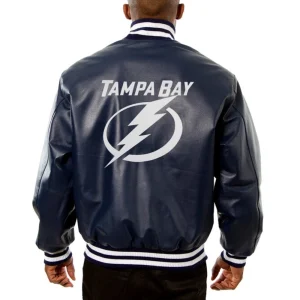 Tampa Bay Lightning Leather Varsity Jacket Back View