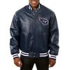 Tennessee Titans Leather Varsity Jacket Front View