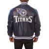 Tennessee Titans Navy Leather Varsity Jacket