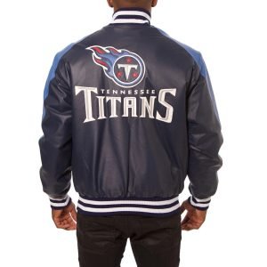 Tennessee Titans Navy Leather Varsity Jacket