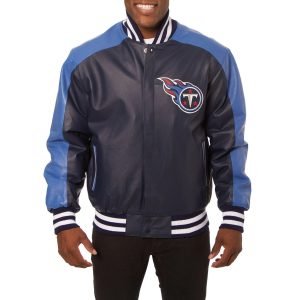 Tennessee Titans Navy Leather Varsity Jacket