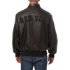 boston red sox tonal black leather bomber jacket
