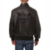 charlotte hornets tonal black leather bomber jacket