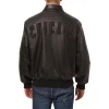chicago cubs tonal black leather bomber jacket