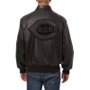 cincinnati reds tonal black leather bomber jacket