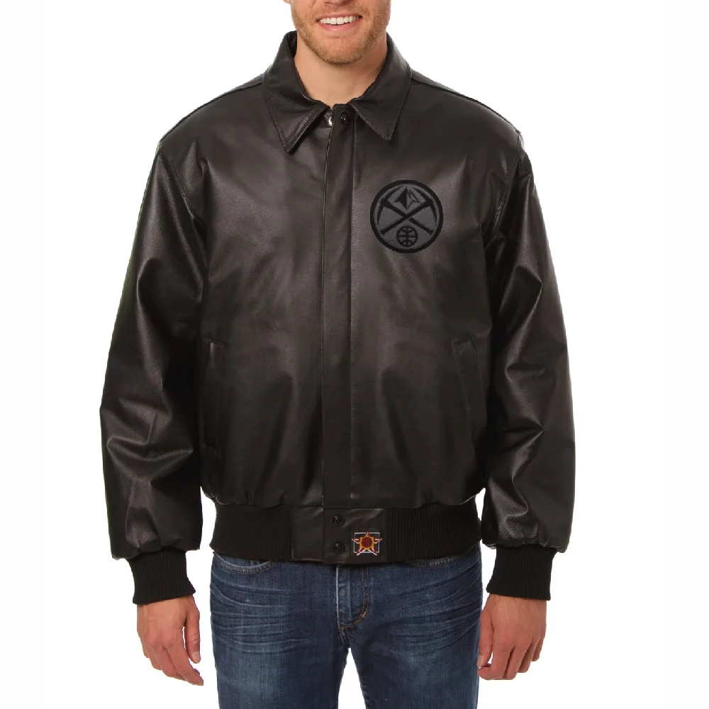 denver nuggets tonal leather jacket