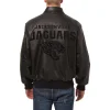 jacksonville jaguars tonal black leather bomber jacket