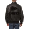 kansas city chiefs tonal black leather bomber jacket
