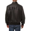 los angeles angels tonal black leather bomber jacket