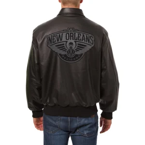 new orleans pelicans tonal leather jacket