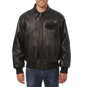 new york jets tonal leather jacket