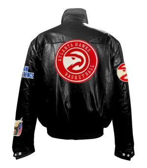 Atlanta Hawks Black Leather Puffer Jacket