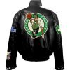 Boston Celtics Black Leather Puffer Jacket
