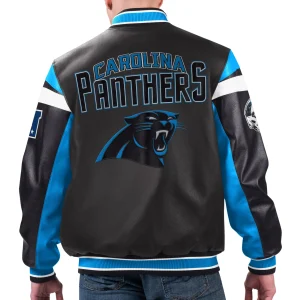Carolina-Panthers-G-III-Sports-by-Carl-Banks-Black-Varsity-Leather-Jacket