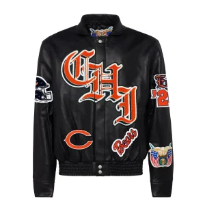 Chicago-Bears-Full-Real-Leather-Old-English-Jacket-Black