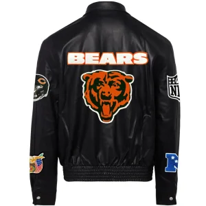 Chicago-Bears-Jeff-Hamilton-Black-Vegan-Full-Snap-Leather-Varsity-Jacket