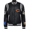 Chicago-Bears-Jeff-Hamilton-Black-Vegan-Full-Snap-Leather-Varsity-Jacket