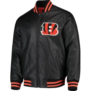 Cincinnati-Bengals-G-III-Sports-by-Carl-Banks-Black-Stiff-Pleather-Varsity-Jacket