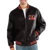 Cincinnati-Bengals-G-III-Sports-by-Carl-Banks-Black-Stiff-Pleather-Varsity-Jacket