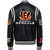 Cincinnati-Bengals-Jeff-Hamilton-Black-Leather-Varsity-Jacket